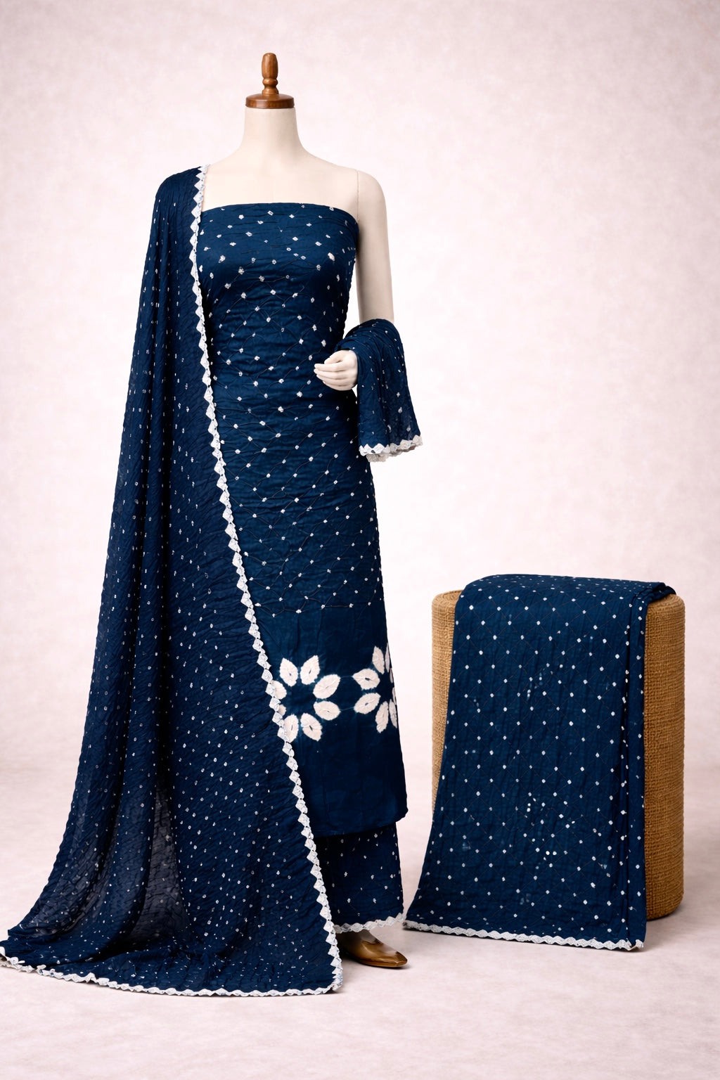 Soft Cotton Authentic Hand Crafted Kutch Bandhani Dress Material