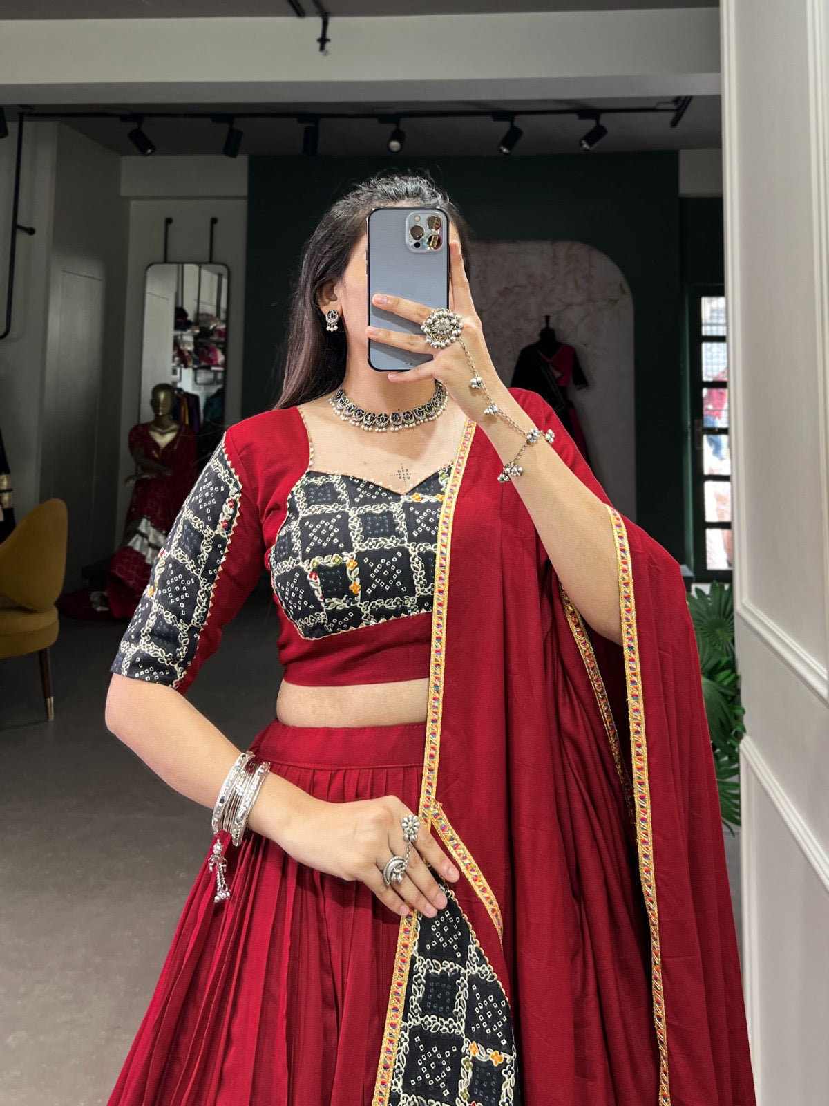 Rayon Gamthi Gota Patta work Navratri Special Chaniya Choli