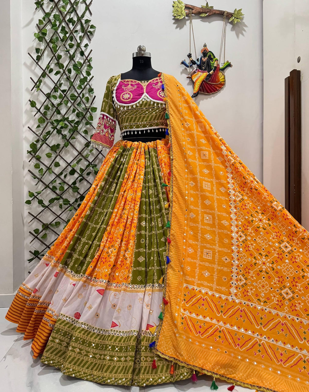Muslin Digital Print with Mirror Work Chaniya Choli