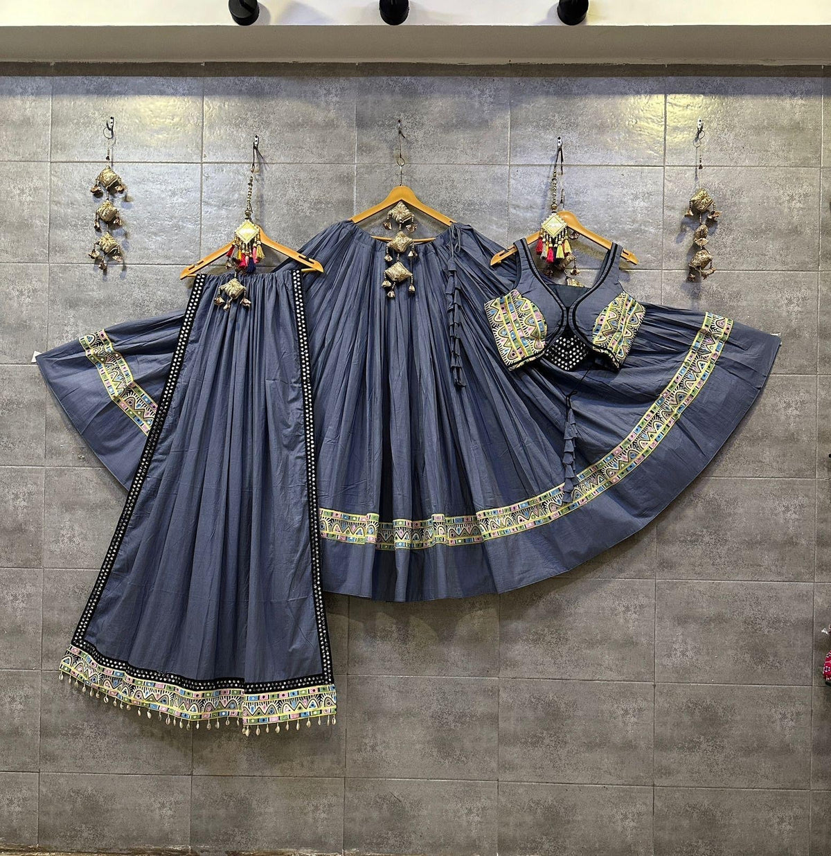 Pure Mal Cotton Kodi work Self Color Navratri Special Chaniya Choli
