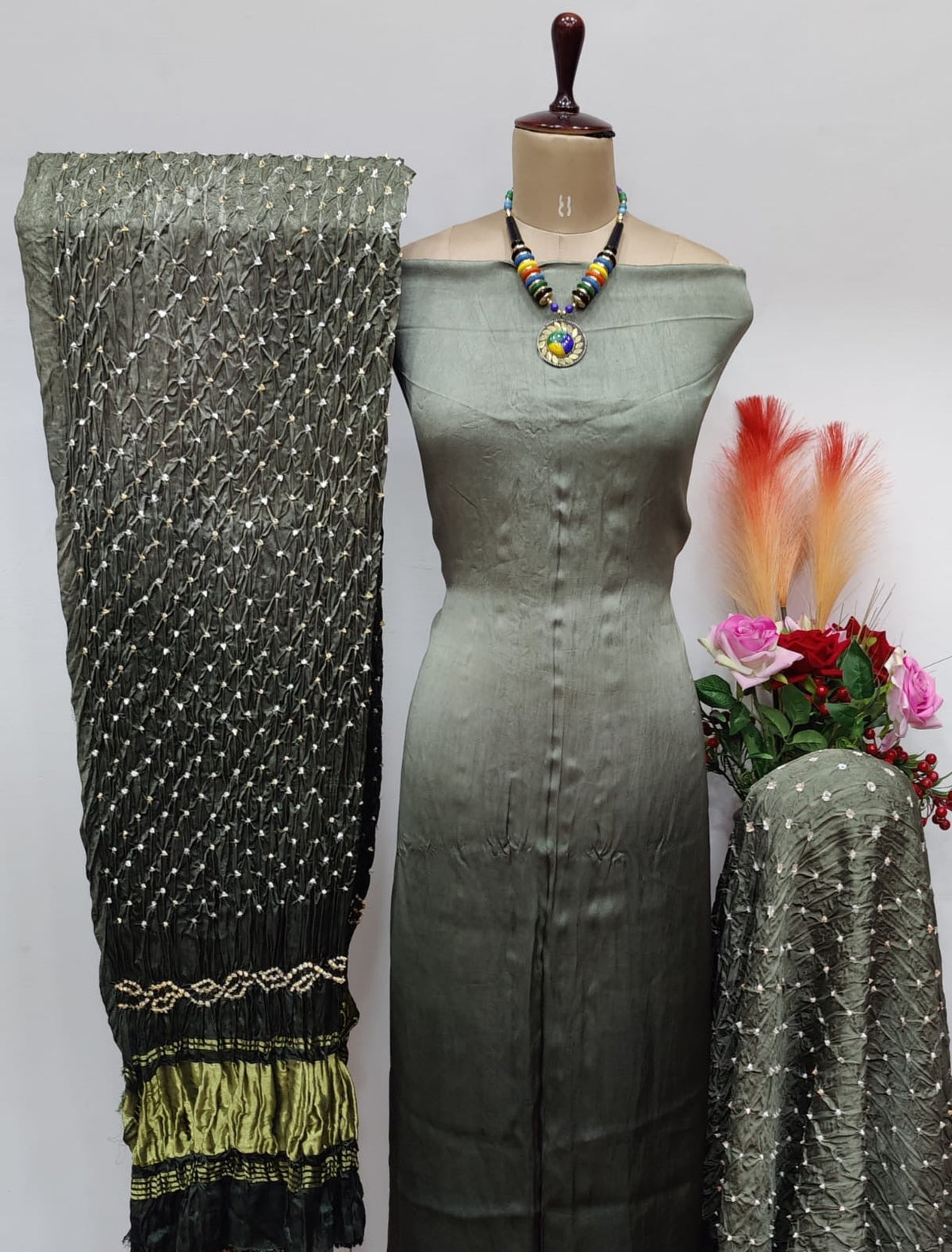 Modal Silk Heavy Kutch Bandhani Dress Material