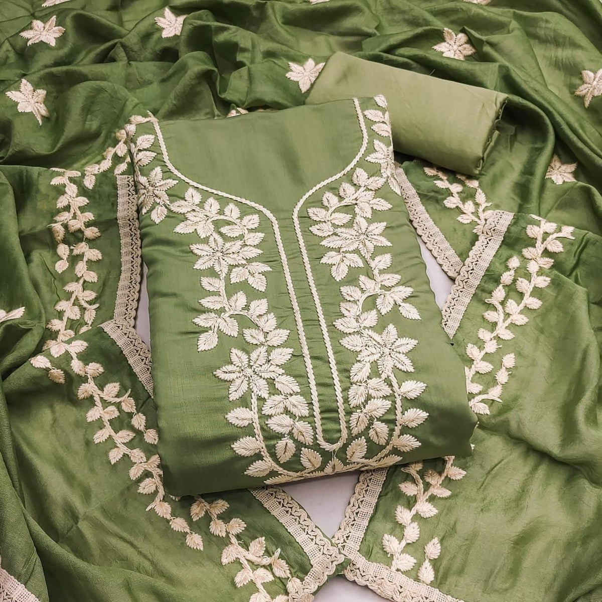 Roman Silk Embroidery Work Summer Special Dress Material for Women