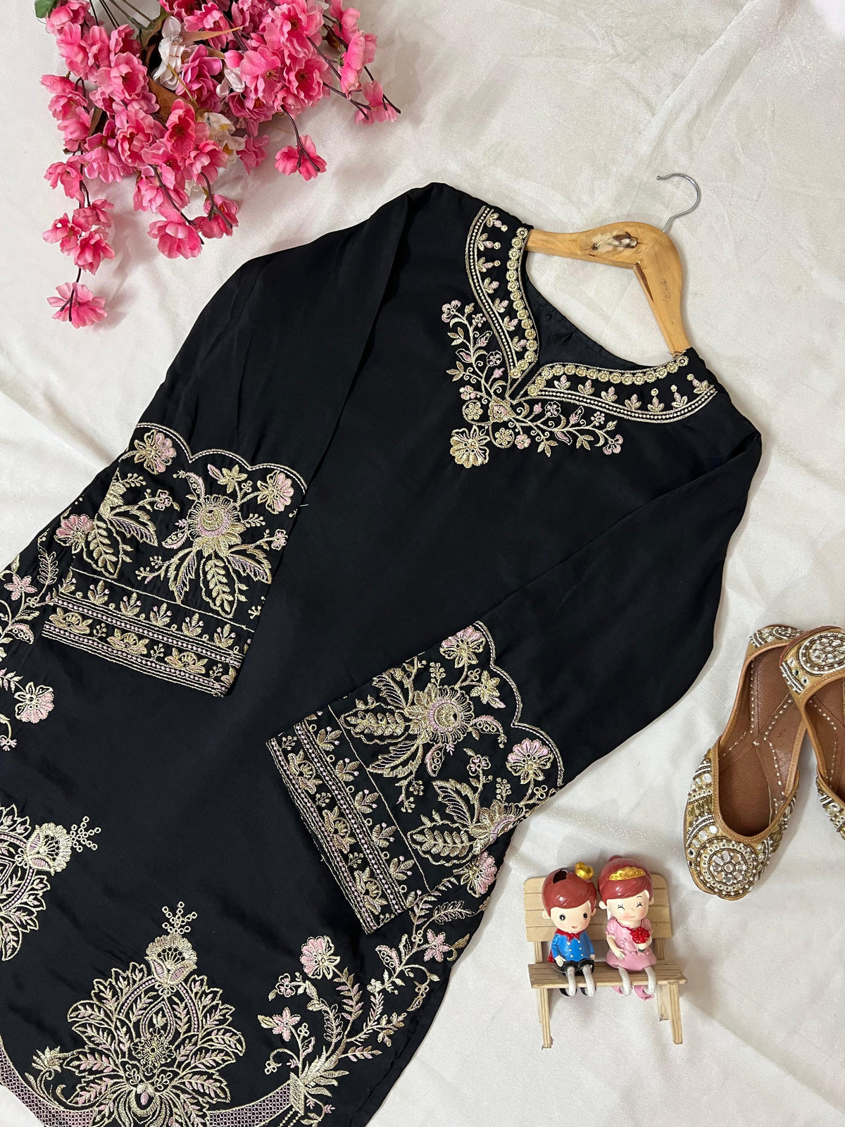 Muslin Cotton Embroidery Work Cord Set (Ready to Wear)