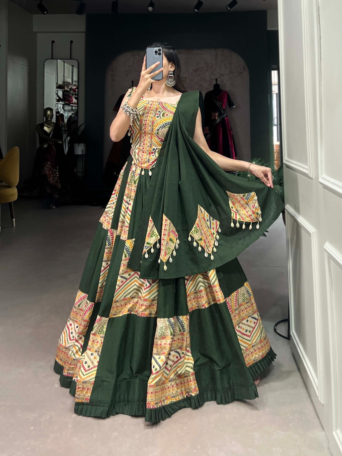 Pure Cotton Garba Navratri Special Lehenga Choli Blouse Set