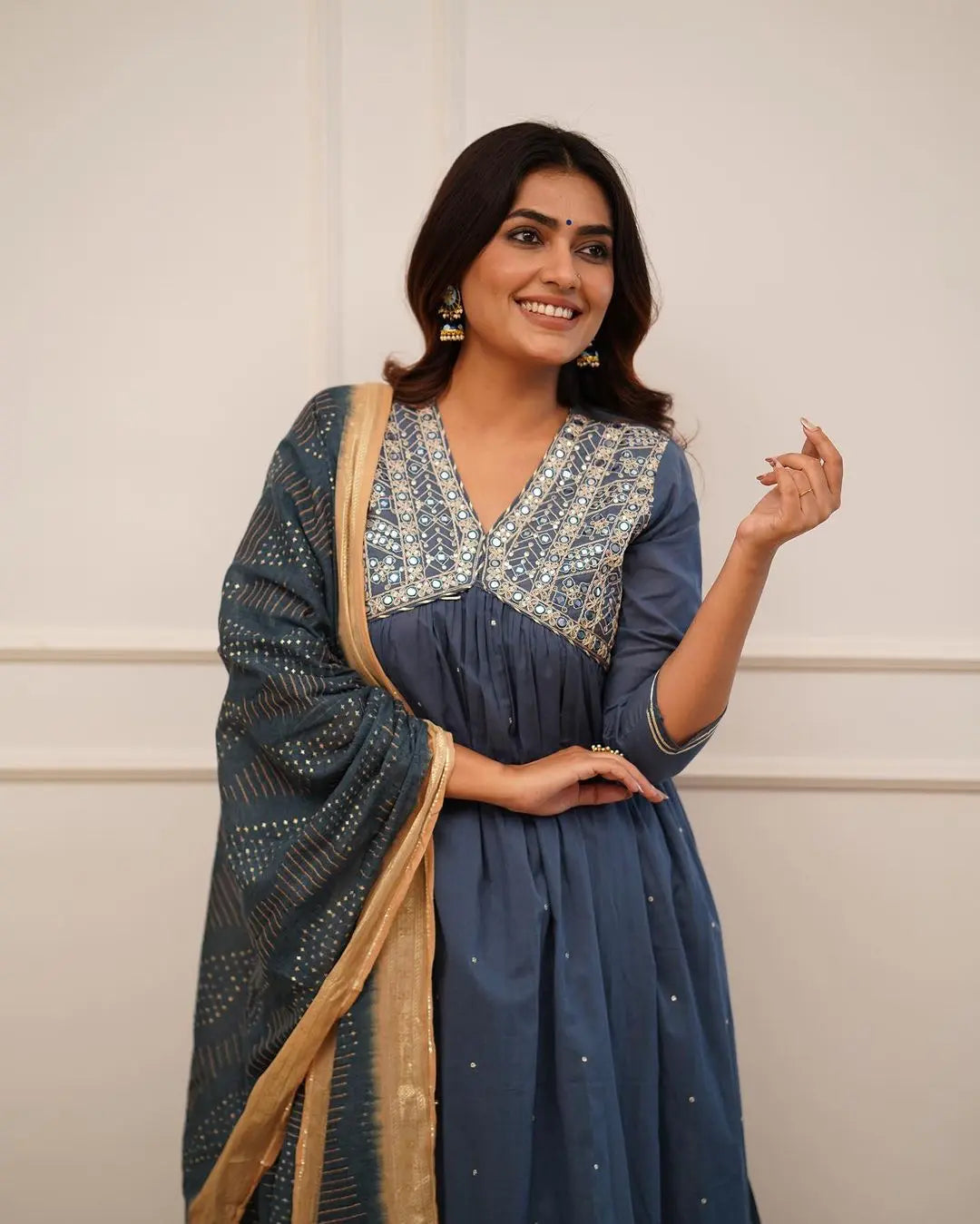 Zari weaving Embroidery work Alia cut Dress