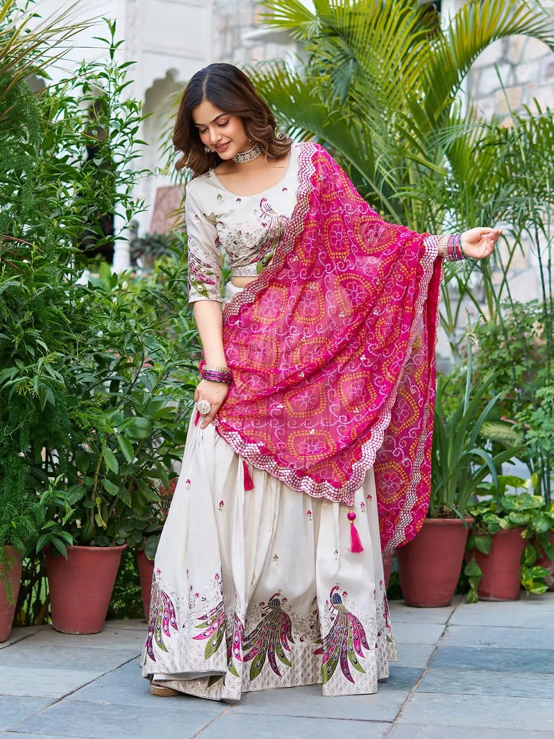 Pure Tissue Silk Embroidery work Lehenga Choli (Ready to Wear)
