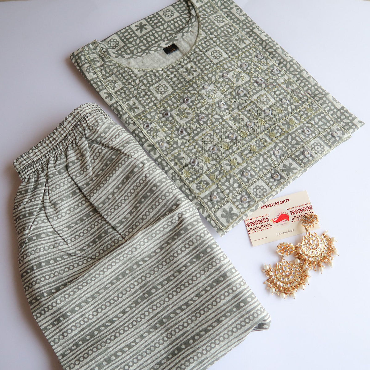 Grey Zari Suit Set