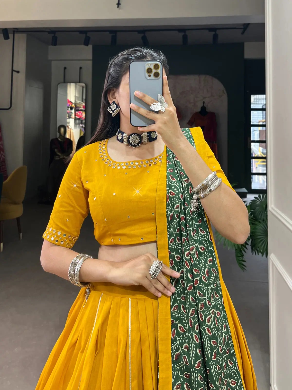 Pure Cotton Gamthi Kodi Work Navratri Special Chaniya Choli