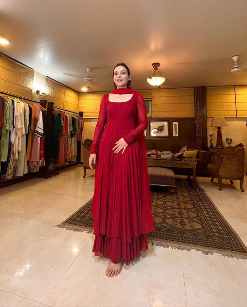 Maharani Premium Red Anarkali Suit Set