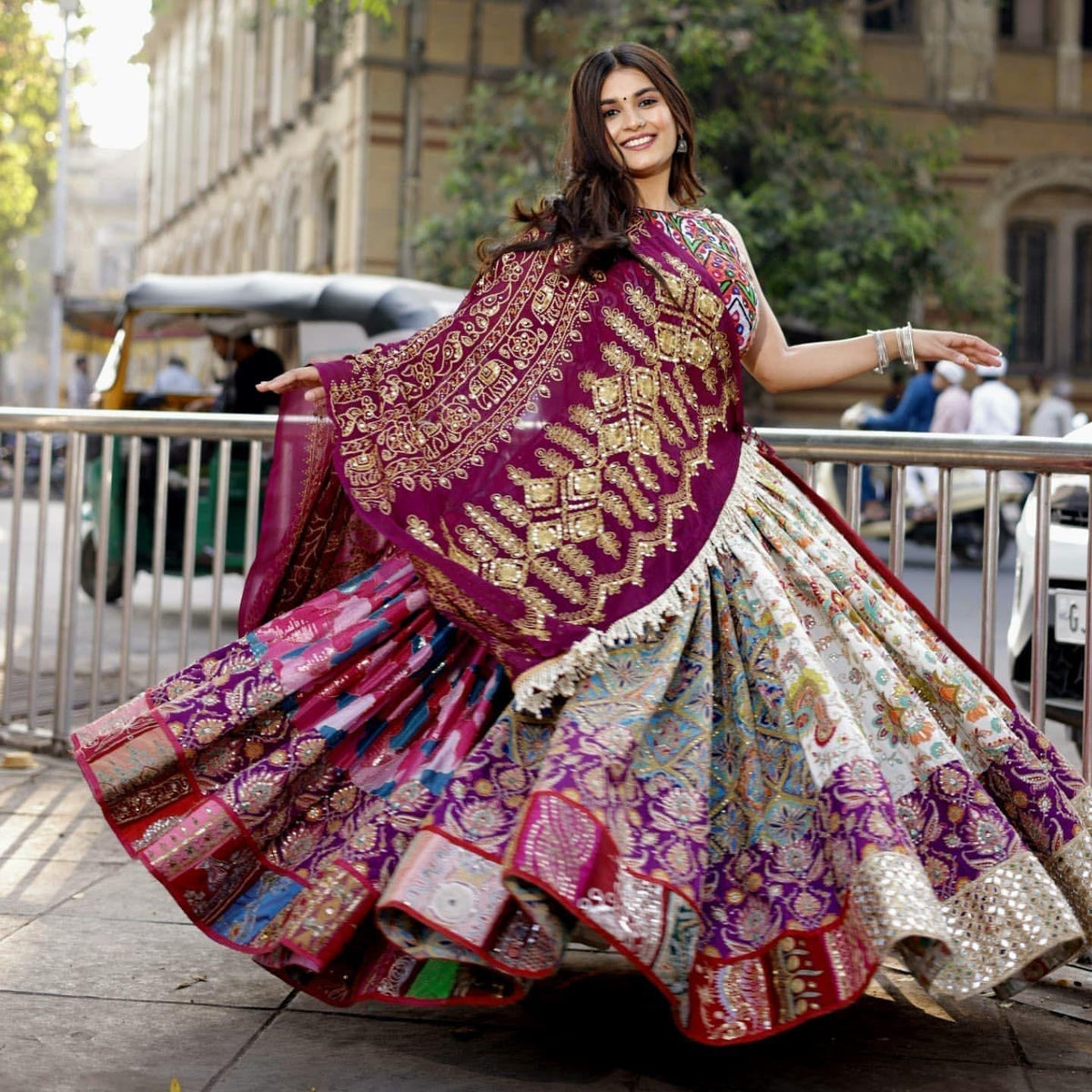Muslin Cotton Digital Print Real Mirror Work Designer 4M Flair Chaniya Choli