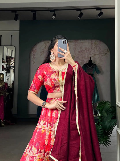 Tussar Silk Digital Printed Lehenga Choli