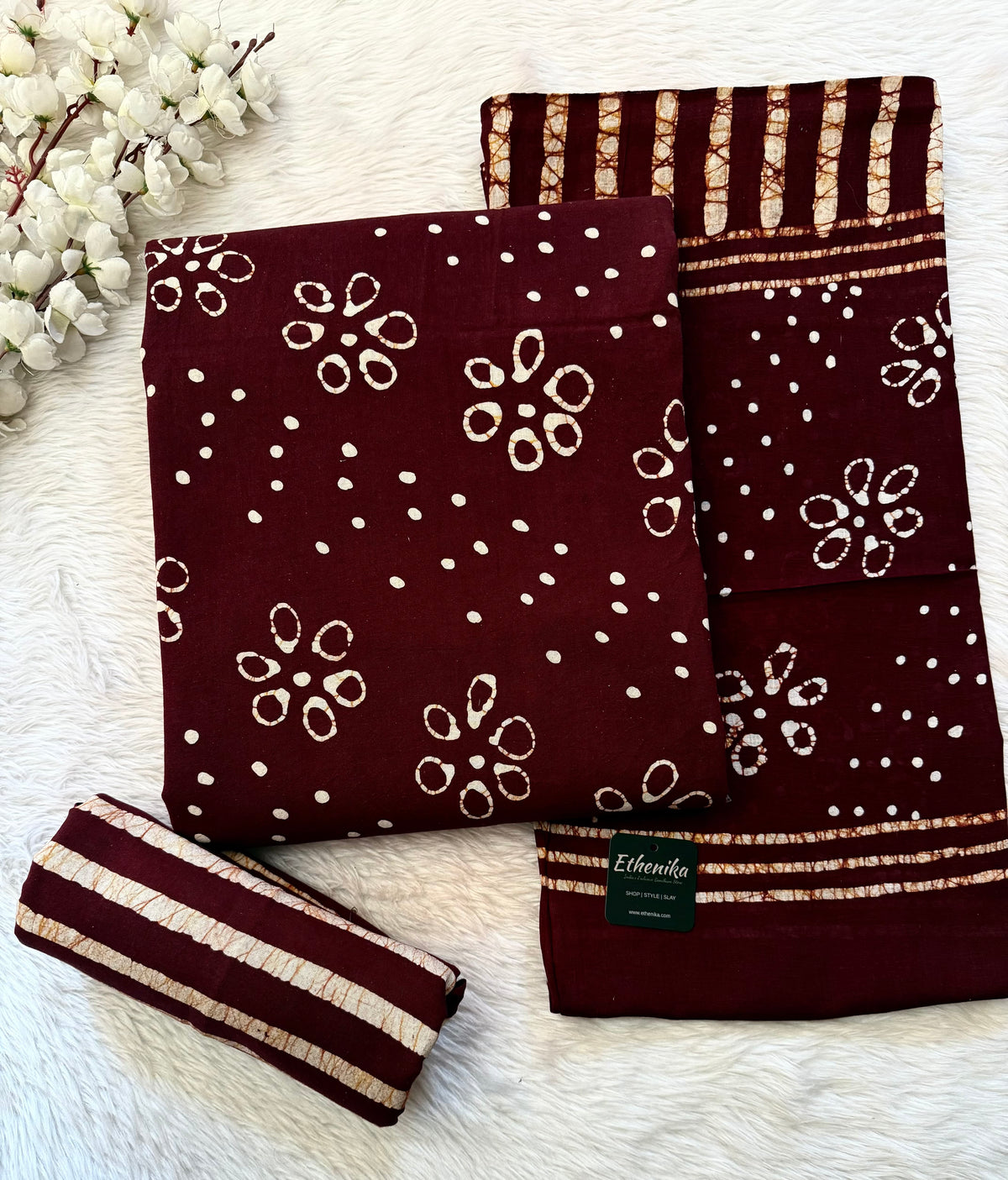 Soft Cotton Hand Blocked Batik Dress Material (Unstitched)
