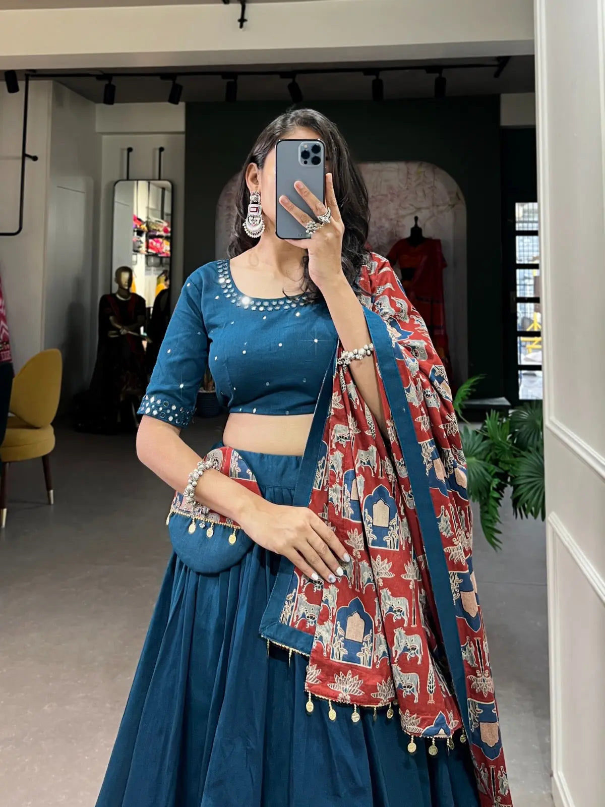 Pure Cotton Gamthi Kodi Work Navratri Special Chaniya Choli