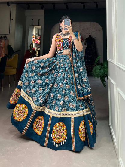 Rayon Printed Foil Gamthi Work Navratri Special Chaniya Choli