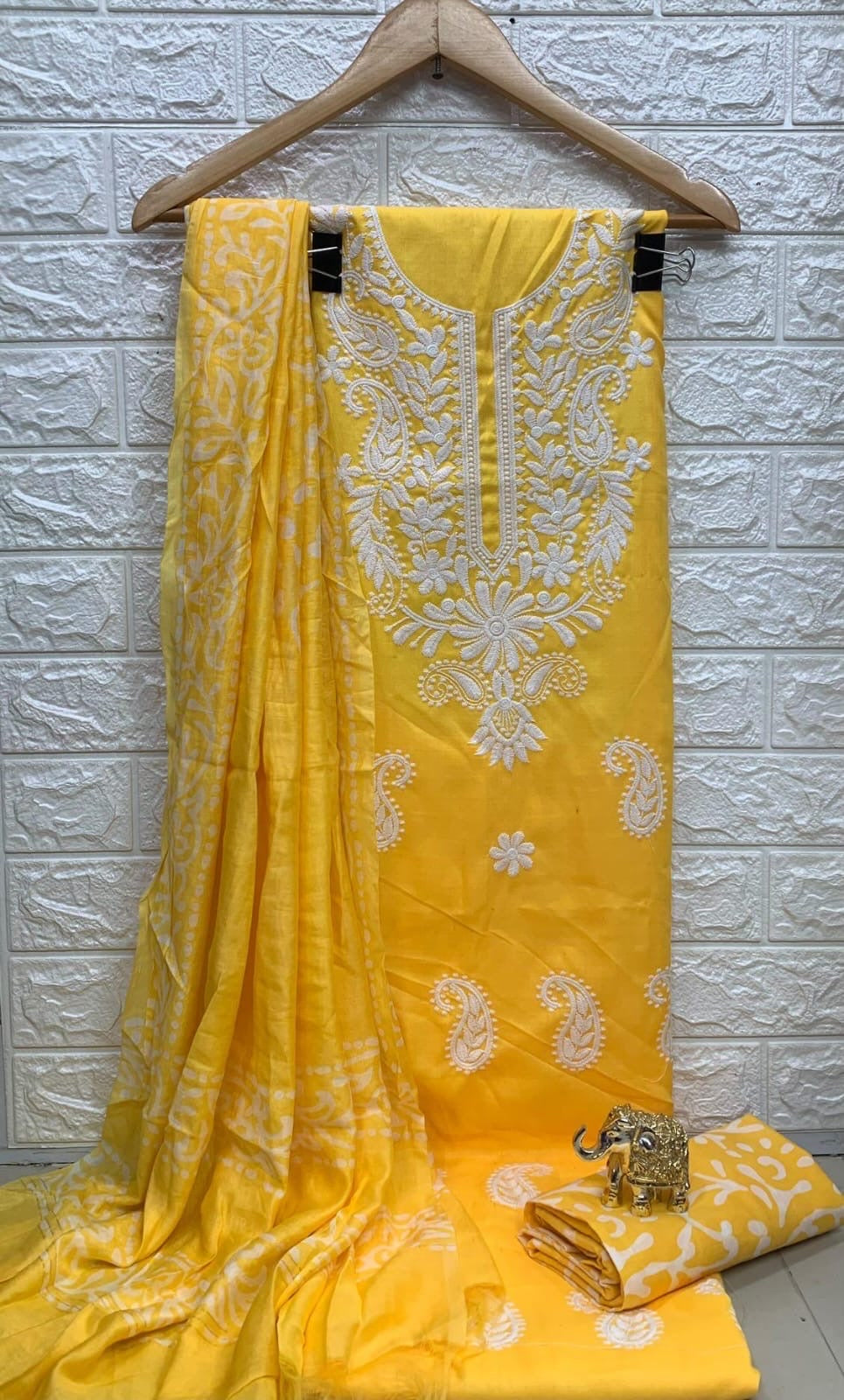 Slub cotton Neckwork with Batik work Dupatta and Salwar Dress Material (Unstitched)
