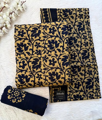 Soft Cotton Authentic Hand Blocked Batik Dress Material (Unstitched)