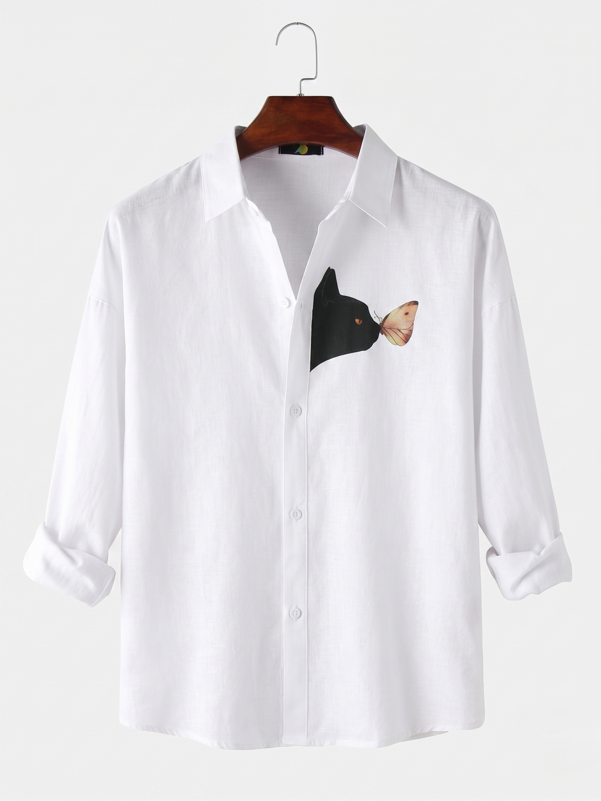 White Black Cat Full Sleeves Shirt