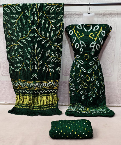 Modal Silk Barik Bandhej work Bandhani Dress Material