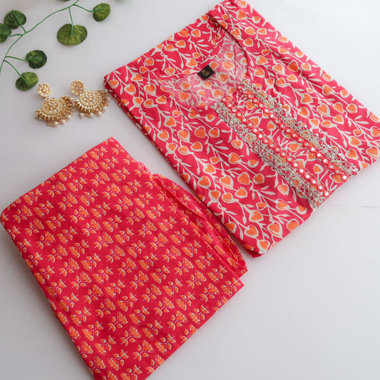 Rani orange hearts Slim Fit Suit Set