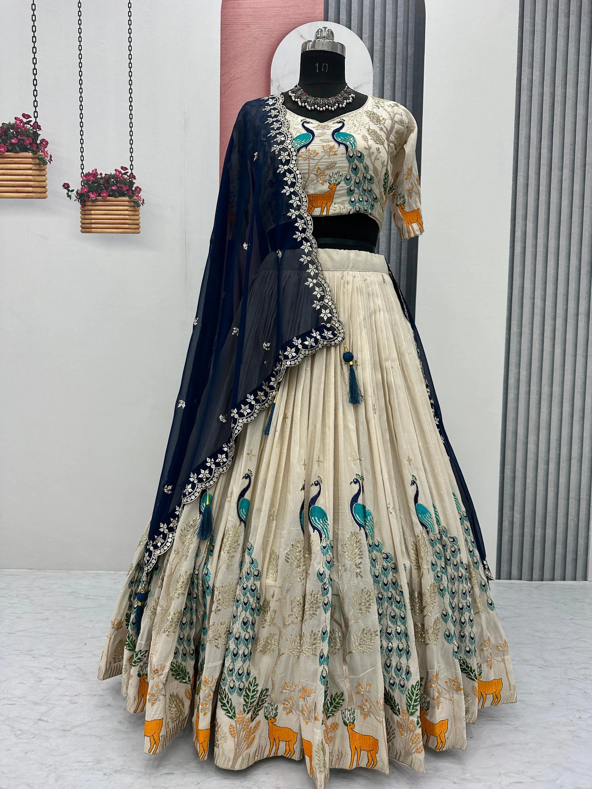 Pure Tissue Silk Thread Sequence work Lehenga Choli