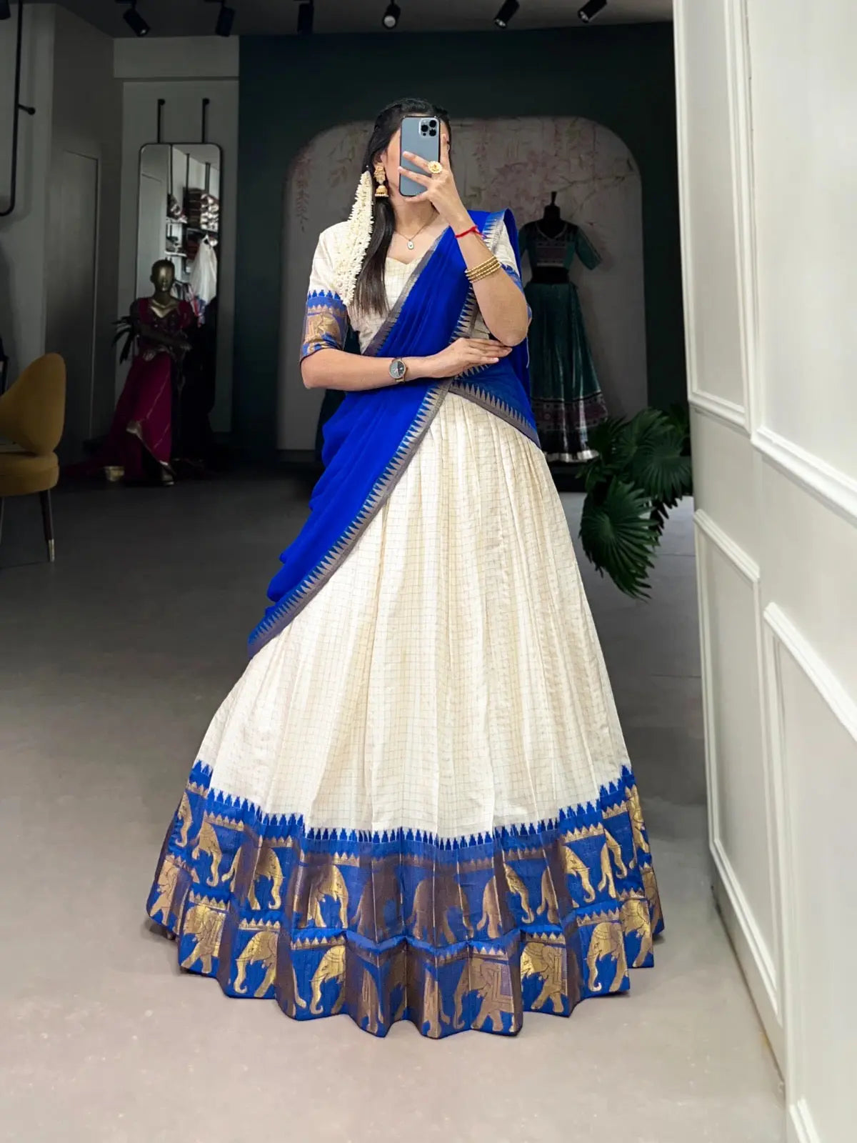 Treditional Cotton Chex Work Lehenga Choli