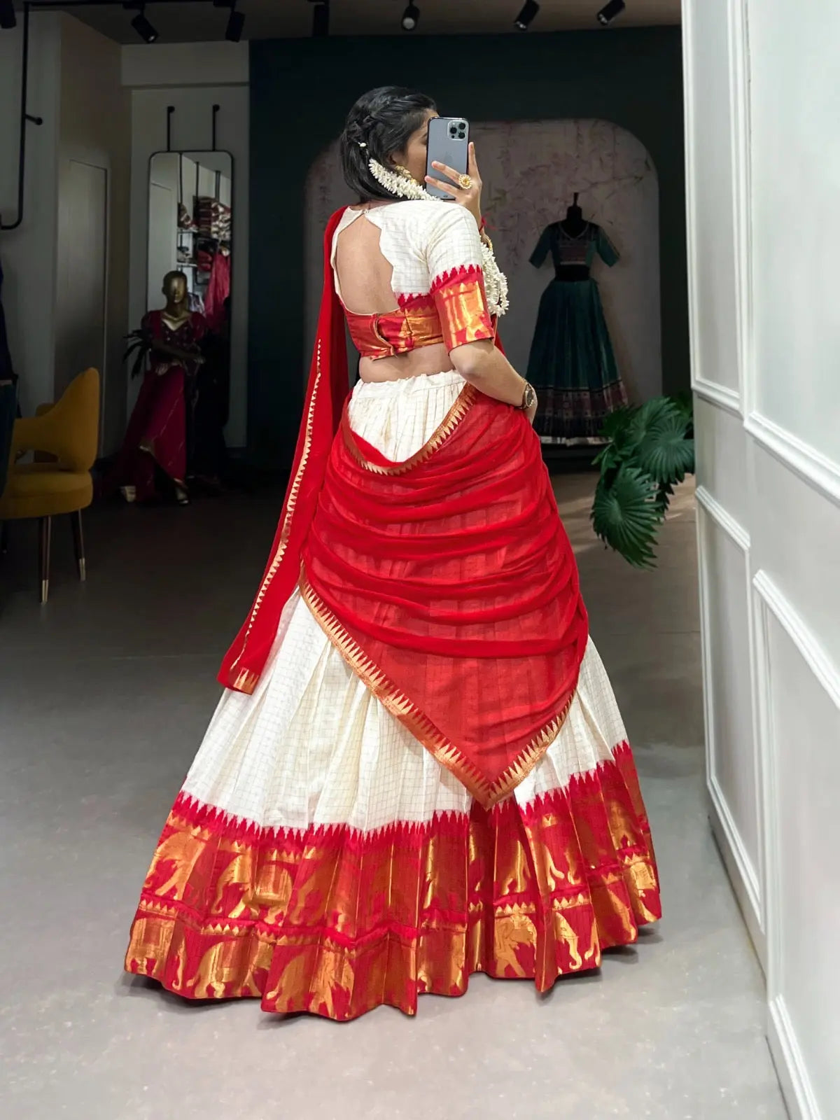 Treditional Cotton Chex Work Lehenga Choli