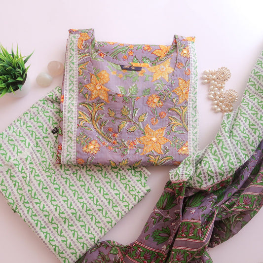 Mango Flower Cotton Suit