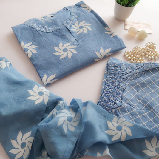 Powder Blue Cotton Suit