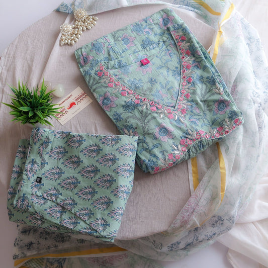 Floral Premium Cotton Suit Set