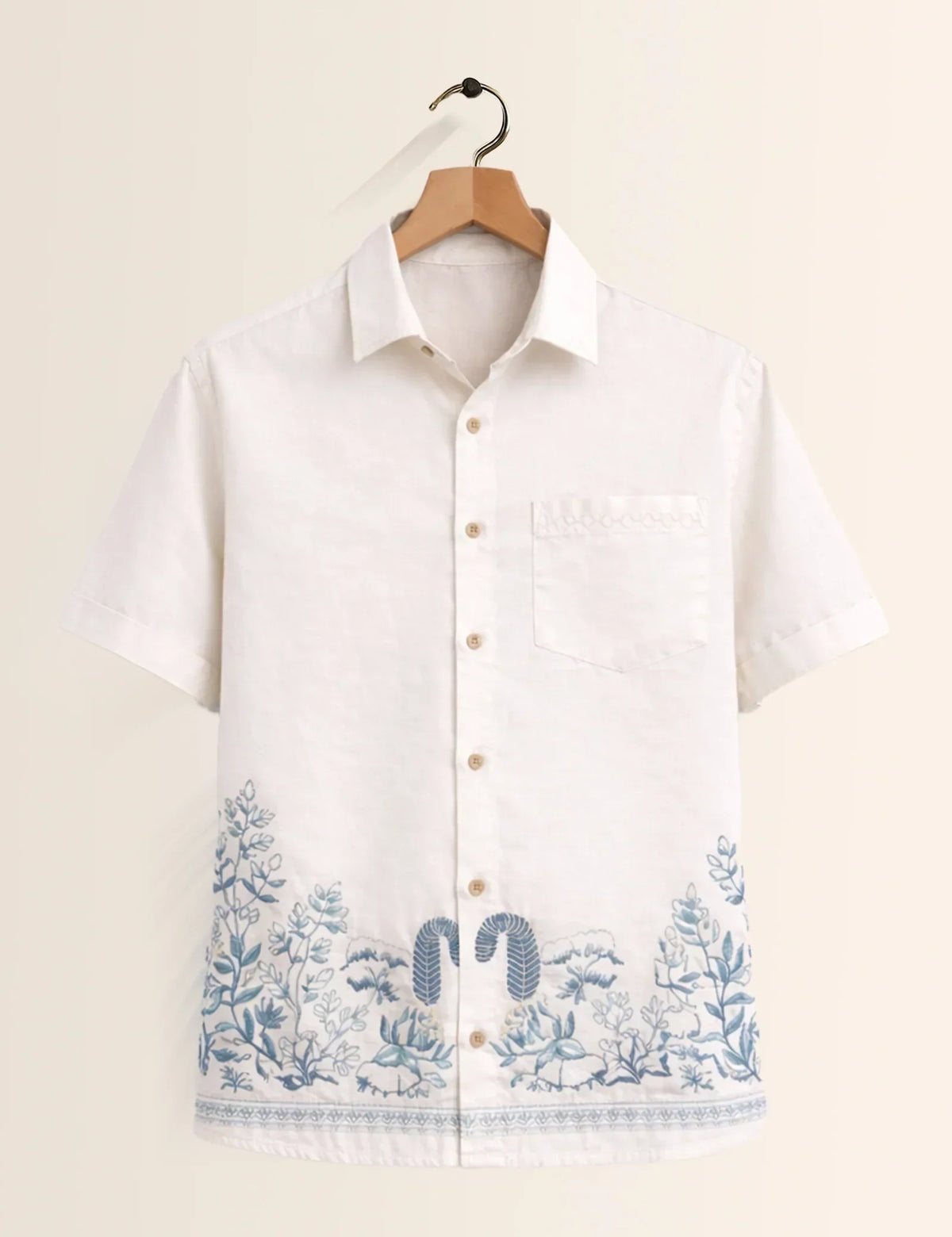 Bottom Flower Printed Men's Shirt - XPST